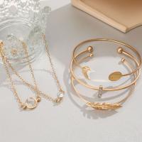 Zinc Alloy Bracelet plated 5 pieces & for woman & with rhinestone gold nickel lead & cadmium free Sold By Set
