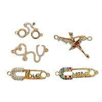 Mässing smycken Connector, plated, DIY & olika stilar för val & med strass, nickel, bly och kadmium gratis, 5PC/Bag, Säljs av Bag