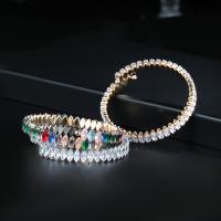 Bracelets en laiton, micro pavage 57 pcs zirconia cubique & bijoux de mode & pour femme, plus de couleurs à choisir, protéger l'environnement, sans nickel, plomb et cadmium, Longueur Environ 20.3 cm, Vendu par paire