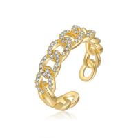 Sko Circonia Pierścień mosiężny Micro Pave, Mosiądz, Platerowane prawdziwym złotem, biżuteria moda & mikro utorować cyrkonia & dla kobiety & pusty, bez zawartości niklu, ołowiu i kadmu, Ring inner diameter:17mm, sprzedane przez PC
