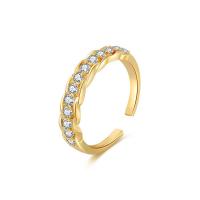 Sko Circonia Pierścień mosiężny Micro Pave, Mosiądz, Platerowane prawdziwym złotem, biżuteria moda & mikro utorować cyrkonia & dla kobiety, bez zawartości niklu, ołowiu i kadmu, Ring inner diameter:17mm, sprzedane przez PC