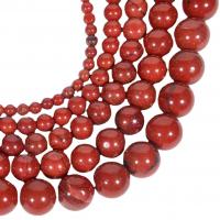 Χάντρες Κοσμήματα πολύτιμος λίθος, Red Jasper, Γύρος, γυαλισμένο, διαφορετικές ποιότητες για την επιλογή & DIY & διαφορετικό μέγεθος για την επιλογή, κόκκινος, Sold Per Περίπου 38 cm Strand