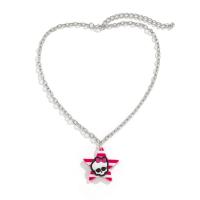 Iron Necklace with Acrylic with 2.7inch extender chain Star platinum color plated with skull pattern & Halloween Jewelry Gift & for woman Length Approx 15.7 Inch Sold By PC