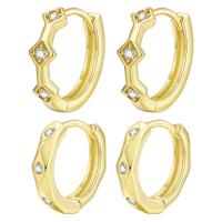 Cubic Zirconia Micro Pave Brass Earring gold color plated & micro pave cubic zirconia & for woman golden nickel lead & cadmium free Sold By Pair