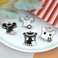 Zinc Alloy Enamel Pendants with Plastic Pearl Garment gold color plated DIY Sold By PC