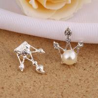 Hair Accessories DIY Findings Zinc Alloy with Plastic Pearl Crown with rhinestone nickel lead & cadmium free Accessory x20mm Sold By PC