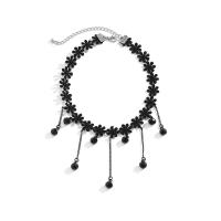 Lace Choker Necklace, med messing kæde & Akryl, med 2.7inch extender kæde, platin farve forgyldt, gotisk stil & forskellige stilarter for valg & for kvinde, Længde Ca. 13.8 inch, Solgt af PC