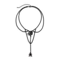 Zinc Alloy Necklace with iron chain with 2.7inch extender chain Spider painted punk style & Halloween Jewelry Gift & for woman black Length Approx 12.5 Inch Sold By PC