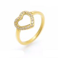 Rhinestone Stainless Steel Finger Ring 304 Stainless Steel Heart Vacuum Ion Plating fashion jewelry & for woman & with rhinestone 12mm Sold By PC