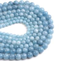 Perles bijoux en pierres gemmes, aigue-marine, Rond, poli, DIY & normes différentes pour le choix, bleu ciel, Vendu par Environ 38 cm brin