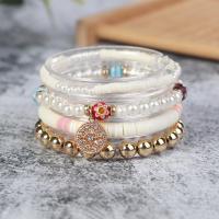 Glass Beads Bracelet with Plastic & Zinc Alloy & Acrylic plated fashion jewelry & with rhinestone The inner diameter of the bracelet is 18cm Sold By Set
