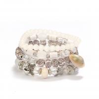 Glass Beads Bracelet with Plastic & Zinc Alloy & Acrylic Butterfly plated fashion jewelry Sold By Set