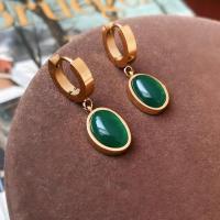 Stainless Steel Lever Back Earring 316L Stainless Steel with Emerald Vacuum Ion Plating fashion jewelry & for woman gold nickel lead & cadmium free Pendant Sold By PC