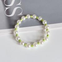 Plastic Bracelet Plastic Pearl with Seedbead fashion jewelry & elastic Chain cm Sold By PC