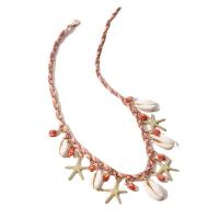 Shell Necklace with Crystal & Zinc Alloy gold color plated Bohemian style & for woman Length Approx 16.1-19.7 Inch Sold By PC