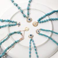 Turquoise Necklace with Zinc Alloy gold color plated & for woman & enamel & with rhinestone Length Approx 16 Inch Sold By PC