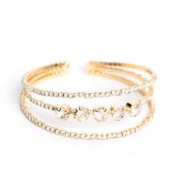 Rhinestone Cuff Bangle with Brass plated multilayer & adjustable & for woman & with rhinestone Inner Approx 50mm Sold By PC