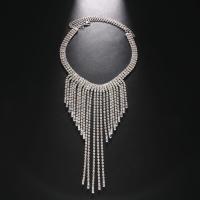 Rhinestone Fringe Necklace with Brass plated fashion jewelry & for woman Length Approx 16 Inch Sold By PC