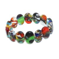 Lampwork Bracelets Millefiori Lampwork with Elastic Thread Flat Oval fashion jewelry & for woman mixed colors Length Approx 18 cm Sold By PC