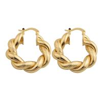 Messing Hendel weer Earring, plated, voor vrouw, gouden, 34x30x7mm, Verkocht door pair