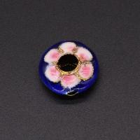 Cloisonne Beads Flat Round gold color plated DIY & enamel mixed colors Sold By PC