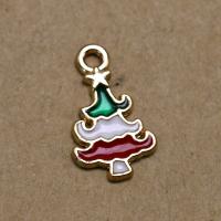 Zinek Vánoční Přívěsky, Vánoční strom, barva pozlacený, DIY & smalt, smíšené barvy, 20x12x1.50mm, Prodáno By PC