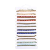 Chain Woven Bracelets Crystal with Knot Cord & Paper & Zinc Alloy Square plated Adjustable & fashion jewelry & Unisex mixed colors Length Approx 18 cm Sold By Set