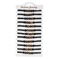 Natural Tiger Eye Bracelets with Knot Cord & Abrazine Stone & Paper Round Adjustable & fashion jewelry & for man mixed colors 8mm Length Approx 18 cm Sold By Set