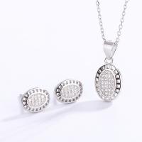 925 Sterling Silver Jewelry Sets Stud Earring & necklace with 1.18inch extender chain fashion jewelry & micro pave cubic zirconia & for woman nickel lead & cadmium free Length Approx 16.53 Inch Sold By Set