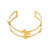 Zinc Alloy Bangle Butterfly gold color plated fashion jewelry & for woman golden nickel lead & cadmium free Inner Approx 62mm Sold By PC