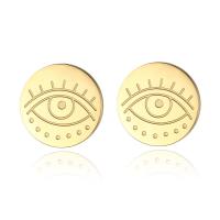 Evil Eye Oorbellen, Titanium Staal, mode sieraden & voor vrouw, gouden, 13.50x13.50mm, Verkocht door pair