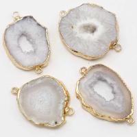 Agate Connector White Agate with Brass irregular gold color plated DIY & 1/1 loop white Length 25-45mm Width 15-30mm Hight 4mm Sold By PC