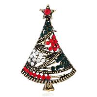 Christmas Brooches Zinc Alloy Christmas Tree plated fashion jewelry & for woman & with rhinestone Sold By PC