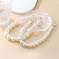 Collar de perlas de plástico, aleación de zinc, con Perlas plásticas, con 8.3cm extender cadena, chapado, 2 piezas & Joyería & para mujer, libre de níquel, plomo & cadmio, longitud 38.2 cm, Vendido por UD