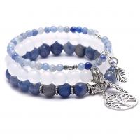 Zinc Alloy Bracelet with Gemstone plated multilayer & Unisex 18.5cm Sold By PC