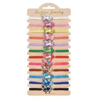 Zinc Alloy Bracelet, with Knot Cord & Paper, Unicorn, silver color plated, Adjustable & fashion jewelry & Unisex & enamel, mixed colors, nickel, lead & cadmium free, Length Approx 18 cm, 12PCs/Set, Sold By Set