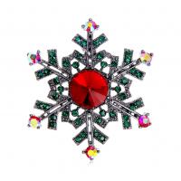 دبابيس عيد الميلاد, سبائك الزنك, ندفة الثلج, مطلي, مجوهرات الموضة & للمرأة & مع حجر الراين, النيكل والرصاص والكادميوم الحرة, 40x47mm, تباع بواسطة PC