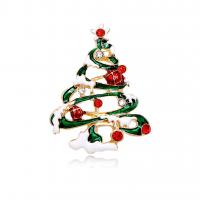 دبابيس عيد الميلاد, سبائك الزنك, شجرة الميلاد, KC لون الذهب مطلي, تصميم عيد الميلاد & للمرأة & مينا & مع حجر الراين, النيكل والرصاص والكادميوم الحرة, 37x50mm, تباع بواسطة PC