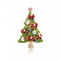 Christmas Brooches Zinc Alloy Christmas Tree KC gold color plated Christmas Design & for woman & enamel & with rhinestone nickel lead & cadmium free Sold By PC