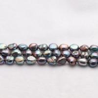 Keishi Tenyésztett édesvízi gyöngy Gyöngyök, Édesvízi gyöngy, DIY, fekete,  pearl length 8-9mm, Naponta eladott Kb 36-38 cm Strand