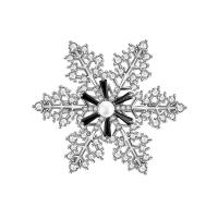 Broches de Navidad, metal, con Perlas plásticas, Copo de Nieve, chapado, Diseño de Navidad & micro arcilla de zirconia cúbica, más colores para la opción, 35x35mm, Vendido por UD