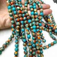 Gemstone Jewelry Beads Impression Jasper Round DIY blue Sold Per Approx 38 cm Strand