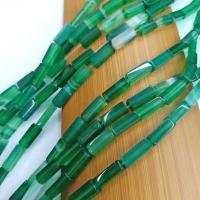 Perle agate verte naturelle, rectangle, DIY, vert, 4x13mm, Vendu par Environ 38 cm brin