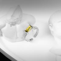 Messing ringen, met Cubic Zirconia, plated, mode sieraden & voor vrouw, nikkel, lood en cadmium vrij, Wide: about 8mm, Verkocht door PC