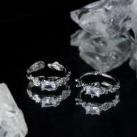 Messing ringen, met Cubic Zirconia, plated, mode sieraden & verschillende stijlen voor de keuze & voor vrouw, nikkel, lood en cadmium vrij, Width: about 6mm, Verkocht door PC