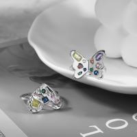 Messing ringen, met Cubic Zirconia, plated, Andere vorm voor keuze & mode sieraden & voor vrouw, nikkel, lood en cadmium vrij, Verkocht door PC