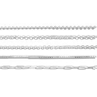 Sterling Zilveren halskettingen, 925 Sterling Zilver, met 5CM extender keten, gepolijst, uniseks & verschillende stijlen voor de keuze, platina kleur, Lengte Ca 45 cm, Verkocht door PC