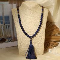 Sweater Chain Necklace Natural Stone with Lapis Lazuli fashion jewelry nickel lead & cadmium free Length Approx 45 cm Sold By PC