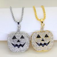 Zinc Alloy Necklace Pumpkin plated for woman & with rhinestone Length Approx 19.7-23.6 Inch Sold By PC