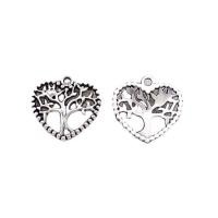 Zinc Alloy Heart Pendants antique silver color plated DIY nickel lead & cadmium free Approx Sold By Bag